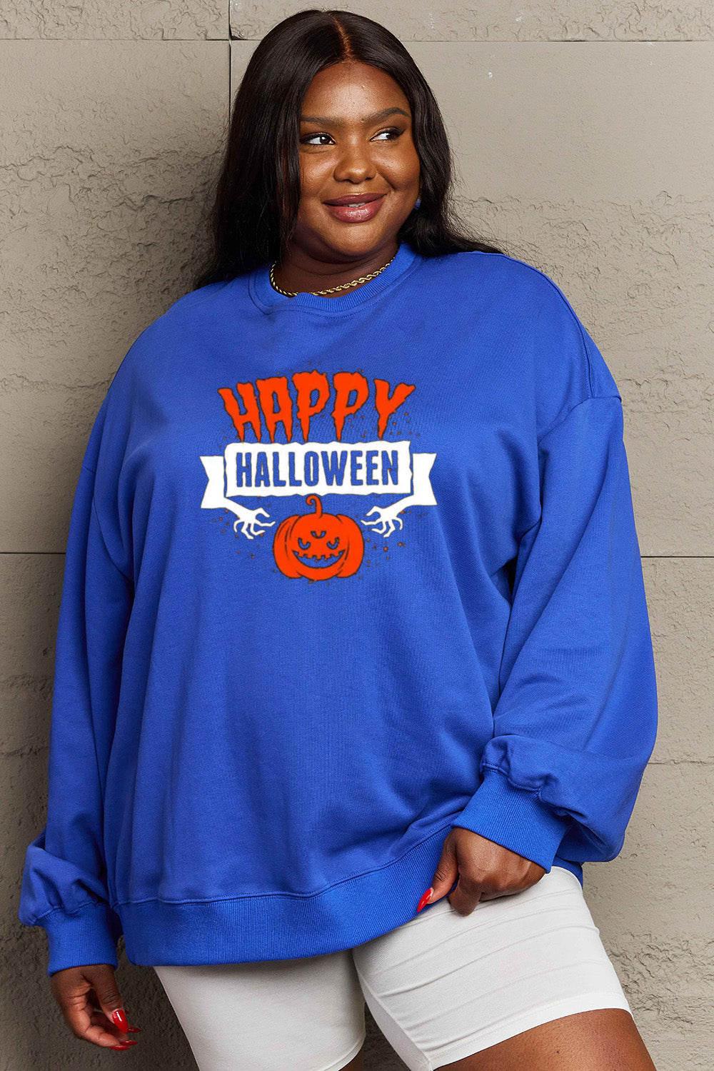 Simply Love Full Size HAPPY HALLOWEEN Graphic Sweatshirt king-general-store-5710.myshopify.com