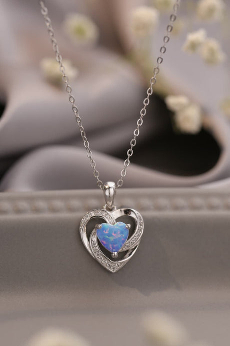 Opal Heart Pendant Necklace king-general-store-5710.myshopify.com