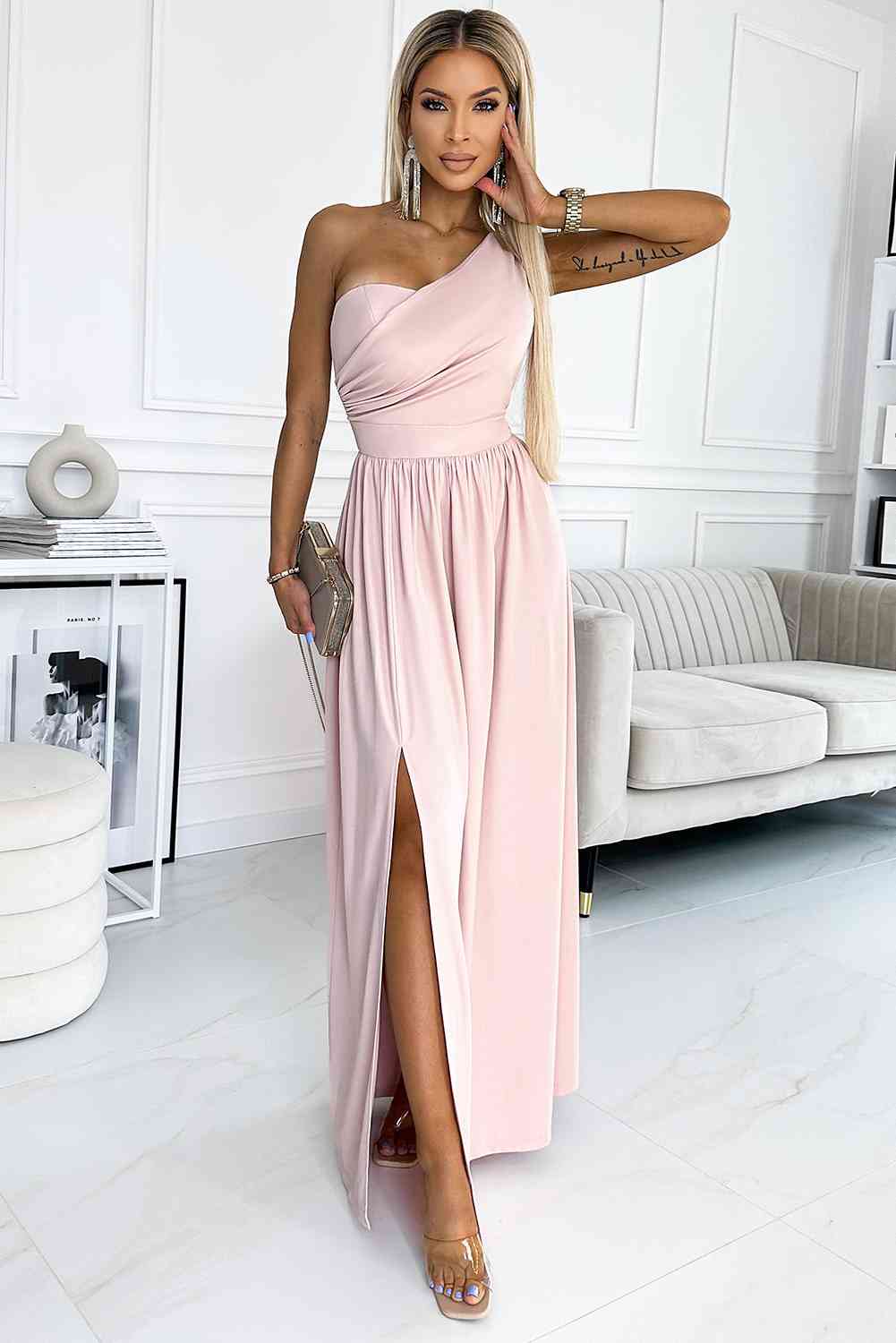 One-Shoulder Slit Maxi Dress king-general-store-5710.myshopify.com