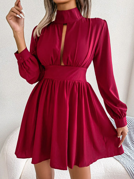 Cutout Turtleneck A-Line Mini Dress king-general-store-5710.myshopify.com