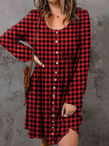 Double Take Full Size Plaid Round Neck Long Sleeve Magic Dress king-general-store-5710.myshopify.com