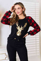 Heimish Full Size Sequin Reindeer Graphic Plaid Top king-general-store-5710.myshopify.com