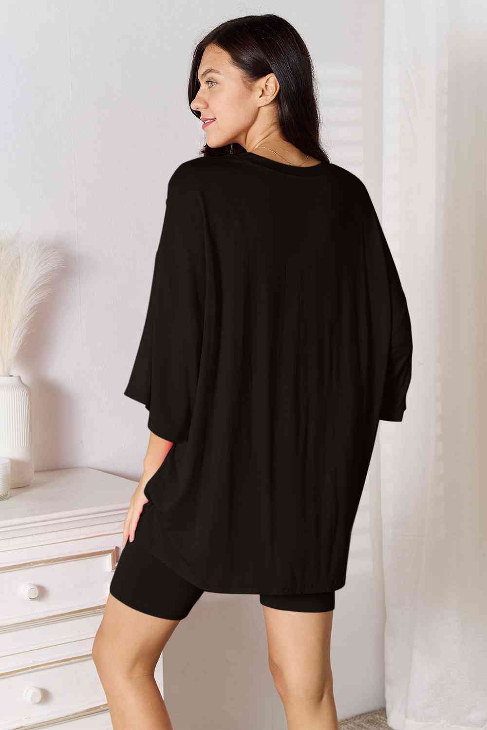 Basic Bae Full Size Soft Rayon Three-Quarter Sleeve Top and Shorts Set king-general-store-5710.myshopify.com