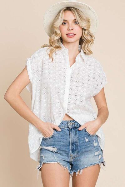 Culture Code Eyelet Crisscross Back Button Up Shirt king-general-store-5710.myshopify.com