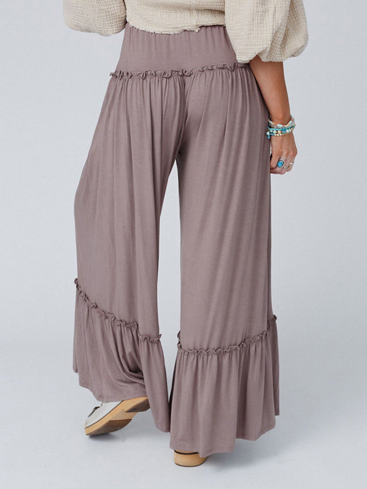 Wide Leg Ruffle Trim Pants king-general-store-5710.myshopify.com