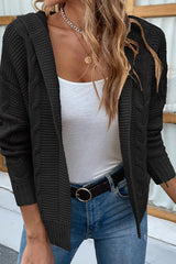 Cable-Knit Dropped Shoulder Hooded Cardigan king-general-store-5710.myshopify.com