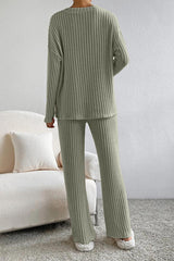 Ribbed V-Neck Top and Pants Set king-general-store-5710.myshopify.com