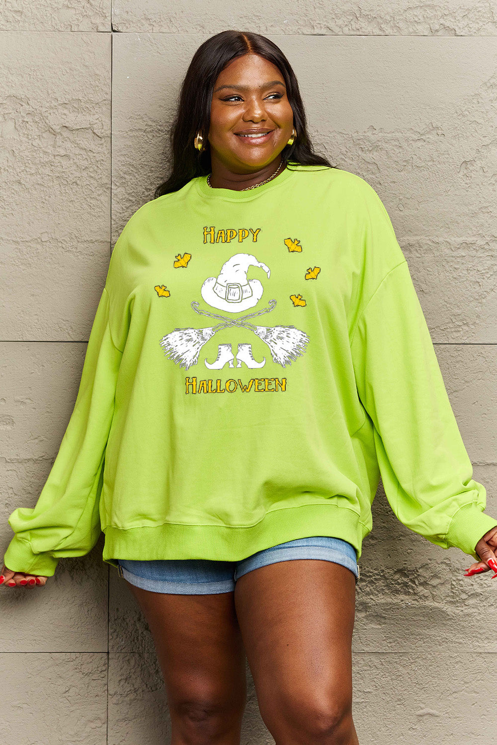 Simply Love Full Size HAPPY HALLOWEEN Graphic Sweatshirt king-general-store-5710.myshopify.com