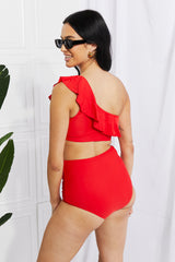 Marina West Swim Seaside Romance Ruffle One-Shoulder Bikini in Red king-general-store-5710.myshopify.com