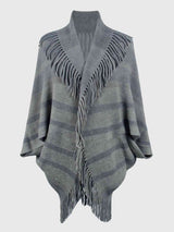 Fringe Detail Open Front Poncho king-general-store-5710.myshopify.com