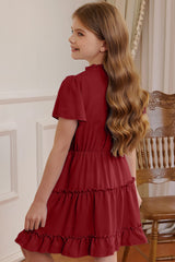 Girls Frilled Notched Neck Puff Sleeve Dress king-general-store-5710.myshopify.com