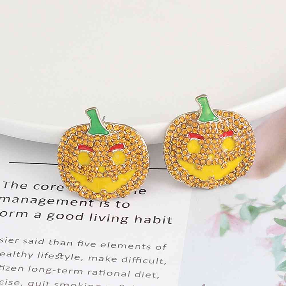 Demon Pumpkin Rhinestone Alloy Earrings king-general-store-5710.myshopify.com