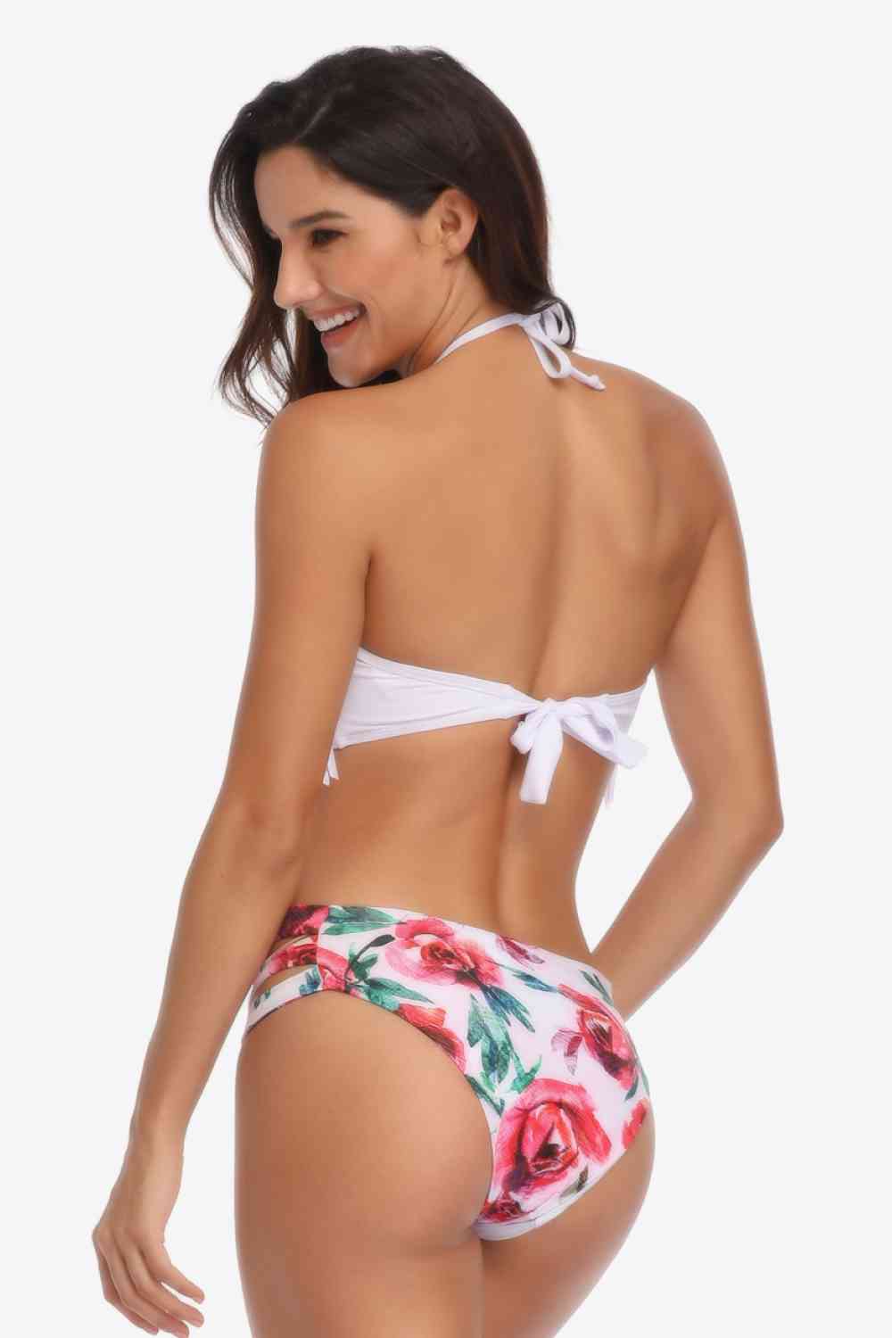 Two-Tone Fringe Trim Tied Bikini Set king-general-store-5710.myshopify.com