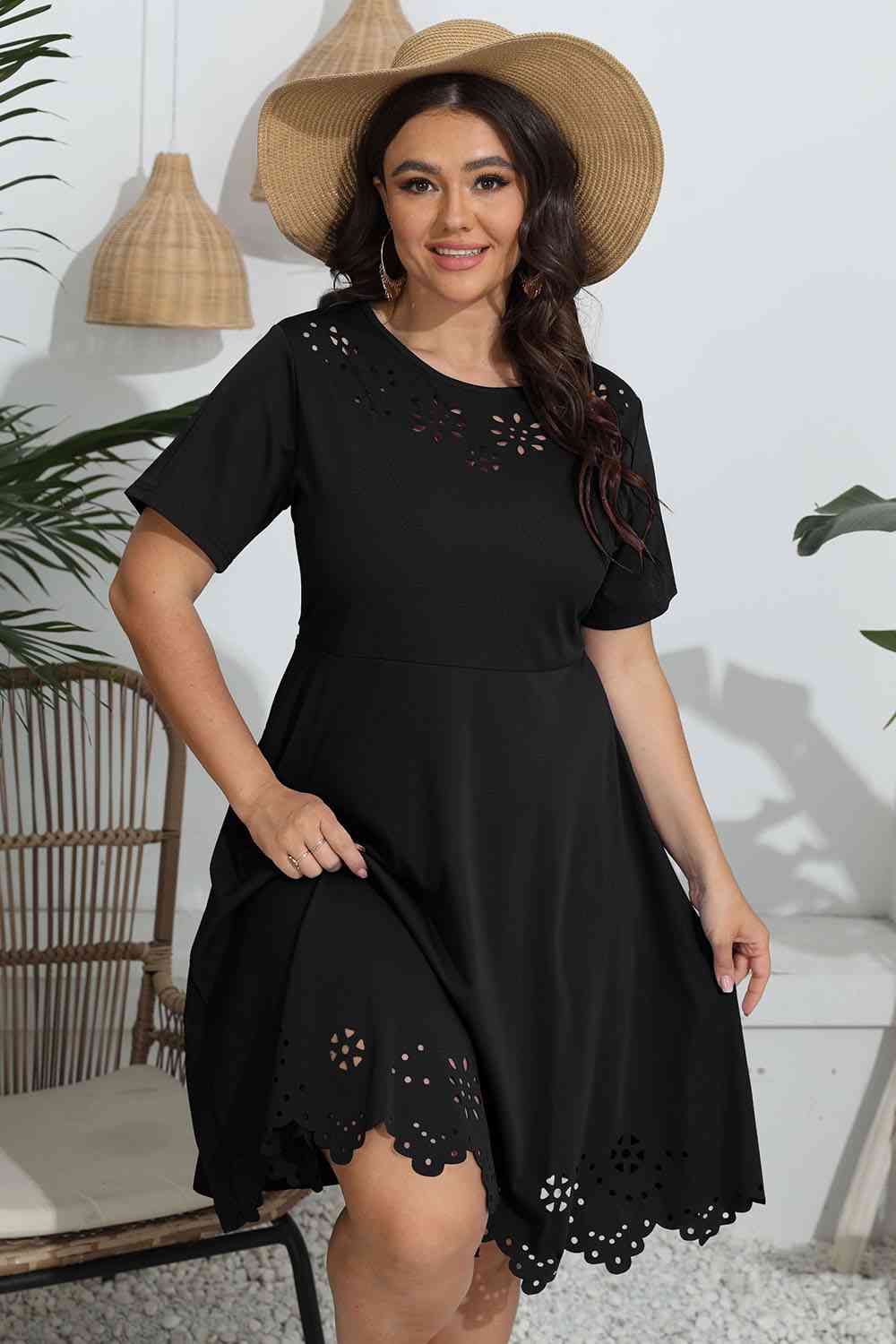 Plus Size Round Neck Openwork Dress king-general-store-5710.myshopify.com