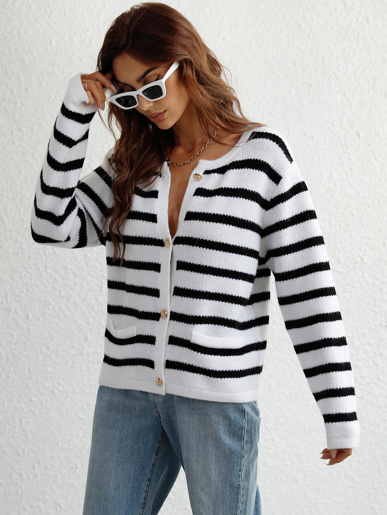 Woven Right Striped Button Front Cardigan king-general-store-5710.myshopify.com