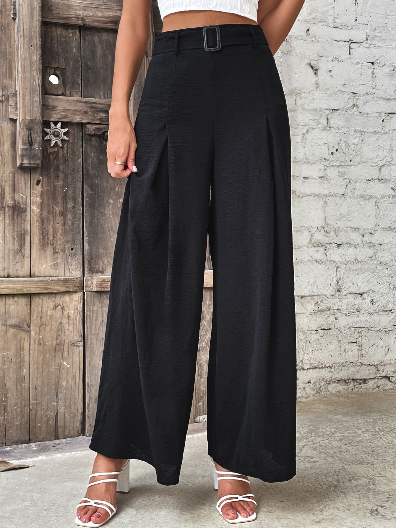 Ruched High Waist Wide Leg Pants king-general-store-5710.myshopify.com