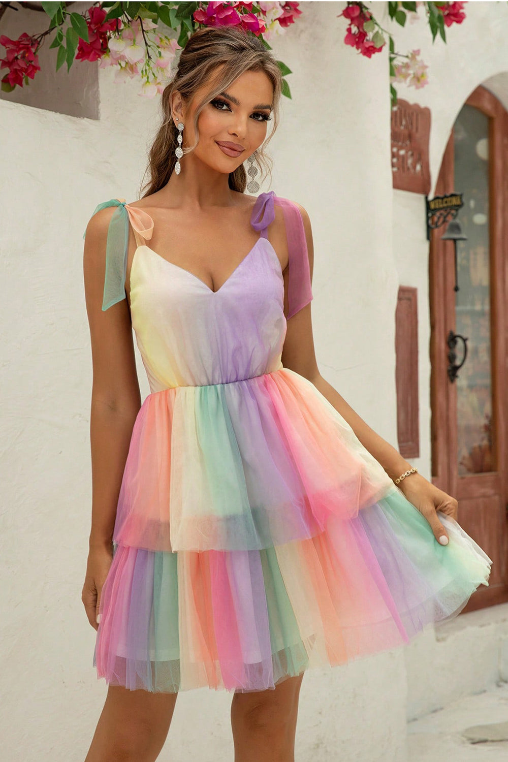 Gradient Tie-Shoulder Layered Dress king-general-store-5710.myshopify.com