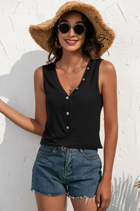 Buttoned Deep V Tank king-general-store-5710.myshopify.com