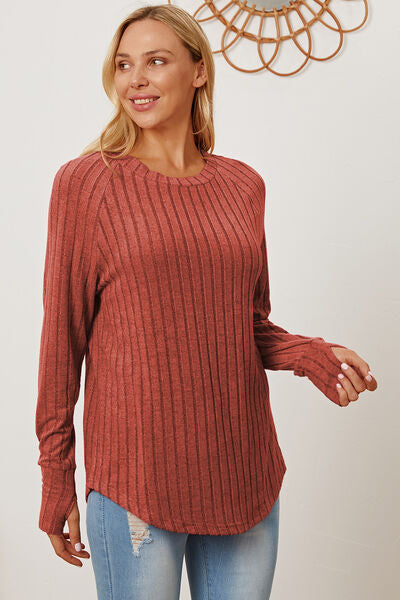 Basic Bae Full Size Ribbed Thumbhole Sleeve T-Shirt king-general-store-5710.myshopify.com