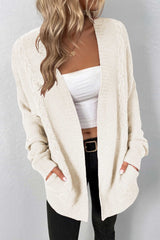 Cable-Knit Open Front Cardigan with Pockets king-general-store-5710.myshopify.com