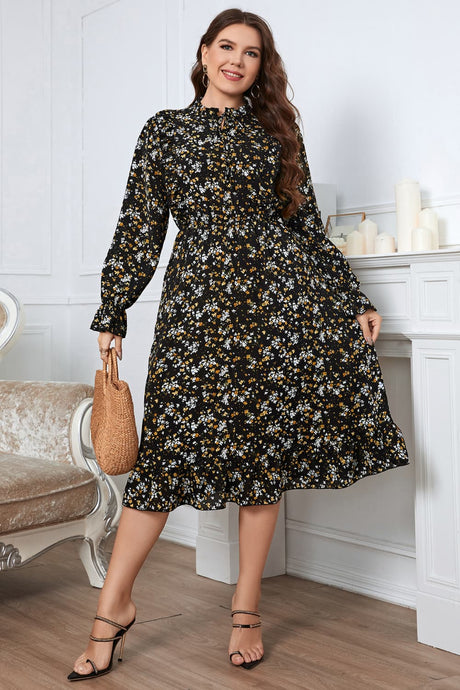 Plus Size Floral Flounce Sleeve Midi Dress king-general-store-5710.myshopify.com