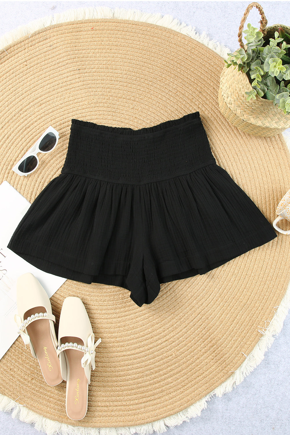 Smocked Waist Culotte Shorts king-general-store-5710.myshopify.com