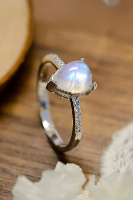 High Quality Natural Moonstone Teardrop Side Stone Ring king-general-store-5710.myshopify.com