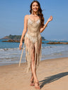 Fringe Openwork Spaghetti Strap Cover-Up