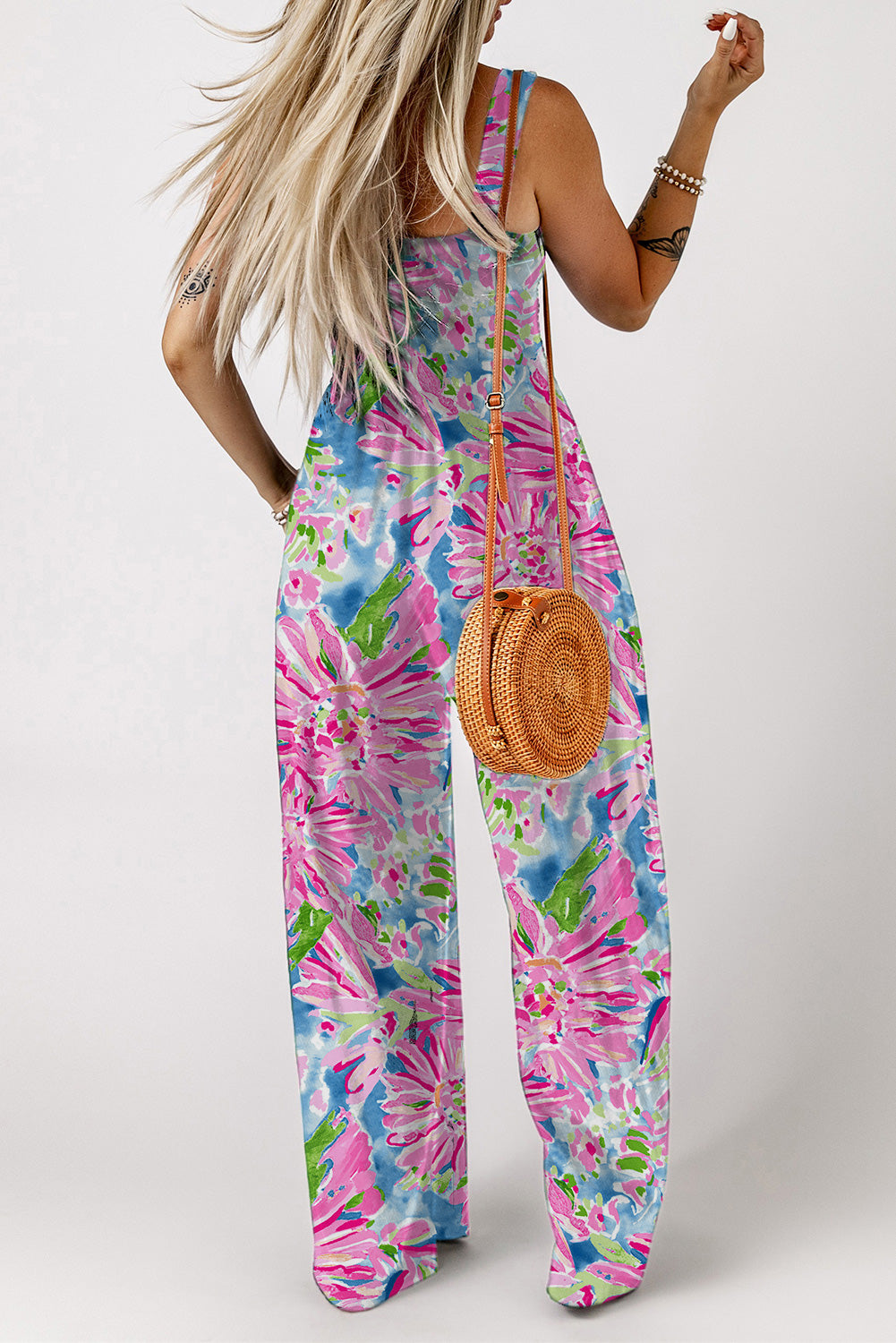 Floral Smocked Square Neck Jumpsuit with Pockets king-general-store-5710.myshopify.com