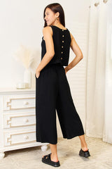 Double Take Buttoned Round Neck Tank and Wide Leg Pants Set king-general-store-5710.myshopify.com