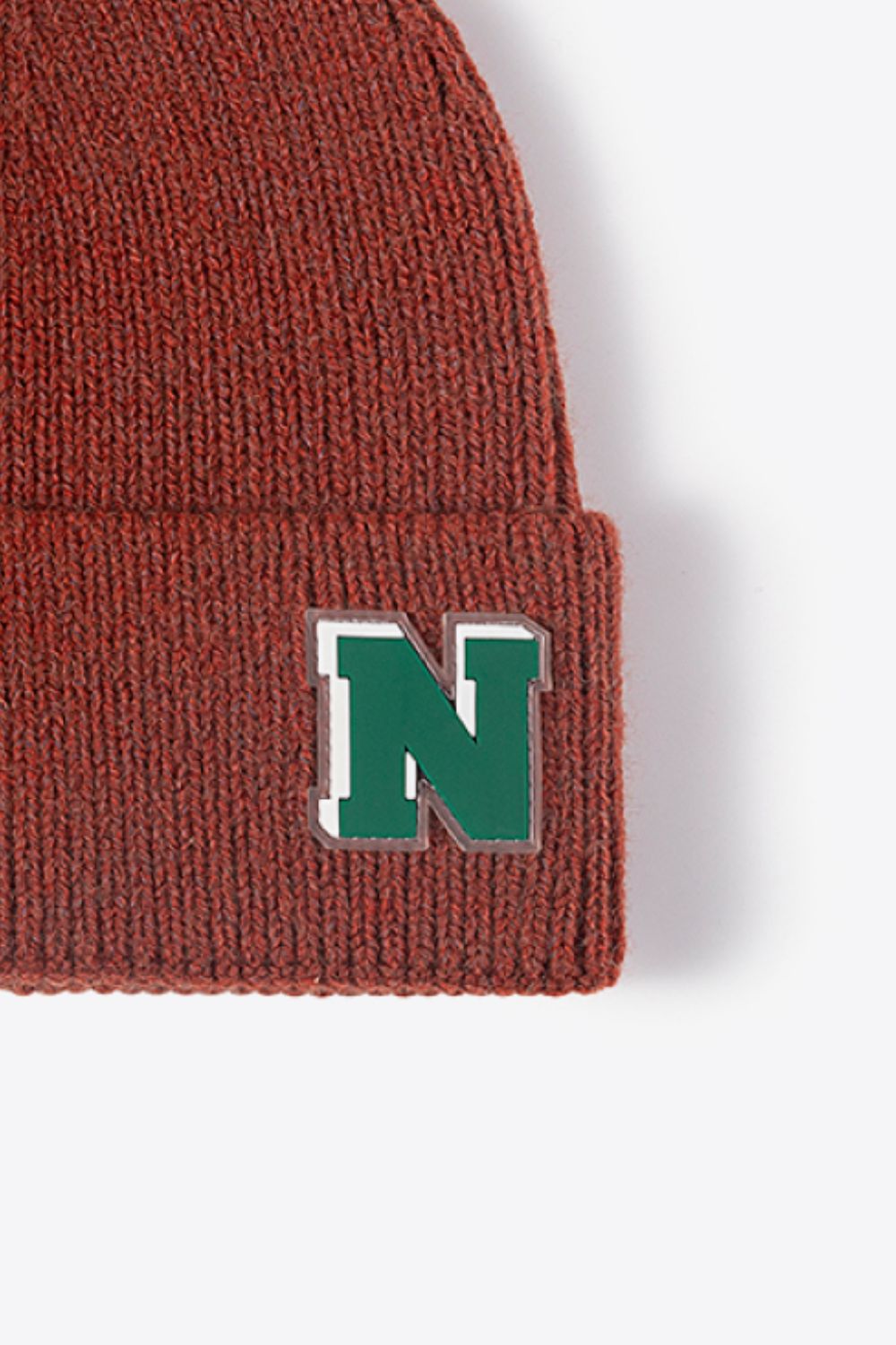 Letter N Patch Cuffed Knit Beanie king-general-store-5710.myshopify.com