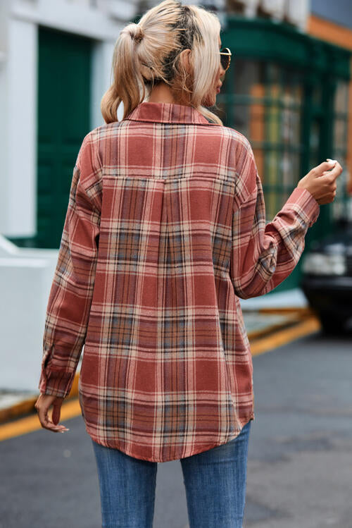 Plaid Collared Neck Long Sleeve Shirt king-general-store-5710.myshopify.com