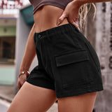 High-Waist Denim Shorts with Pockets king-general-store-5710.myshopify.com