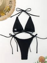 Textured Halter Neck Two-Piece Bikini Set