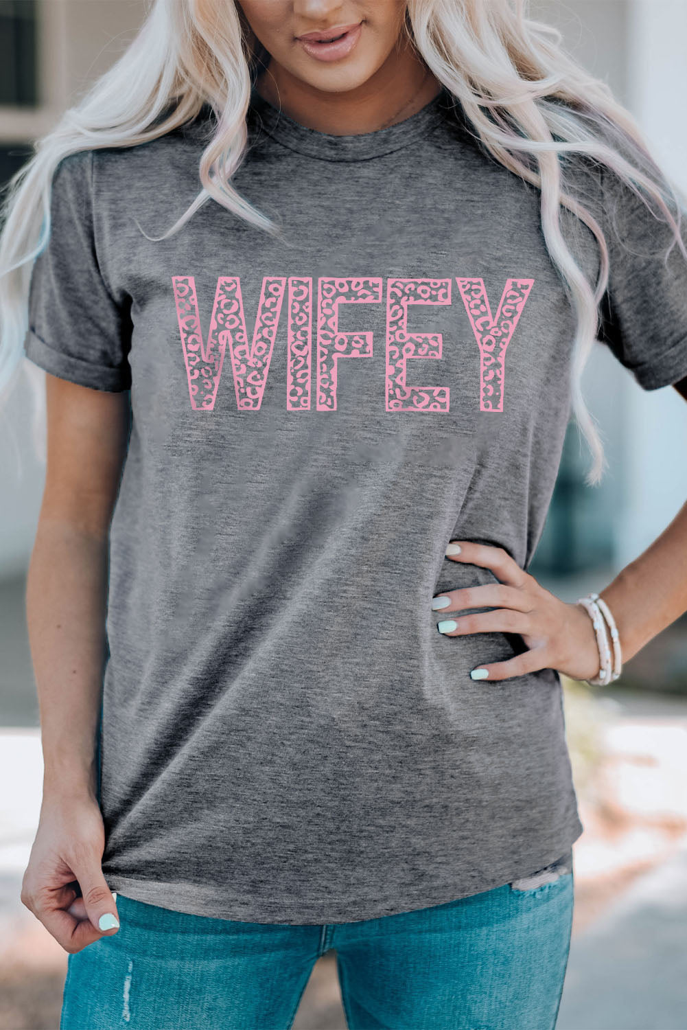 WIFEY Leopard Graphic Short Sleeve Tee king-general-store-5710.myshopify.com