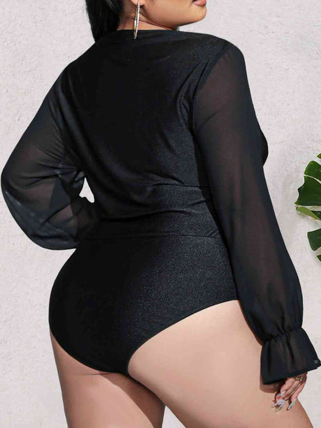 Plus Size Sexy Plunge Long Sleeve Bodysuit king-general-store-5710.myshopify.com