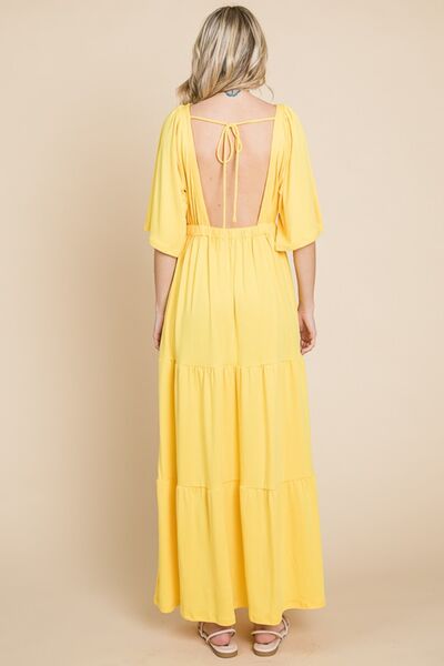 Culture Code Backless Plunge Half Sleeve Tiered Dress king-general-store-5710.myshopify.com