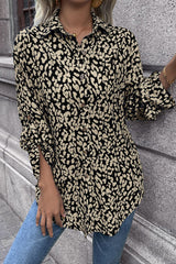 Double Take Leopard Roll-Tap Sleeve Shirt king-general-store-5710.myshopify.com