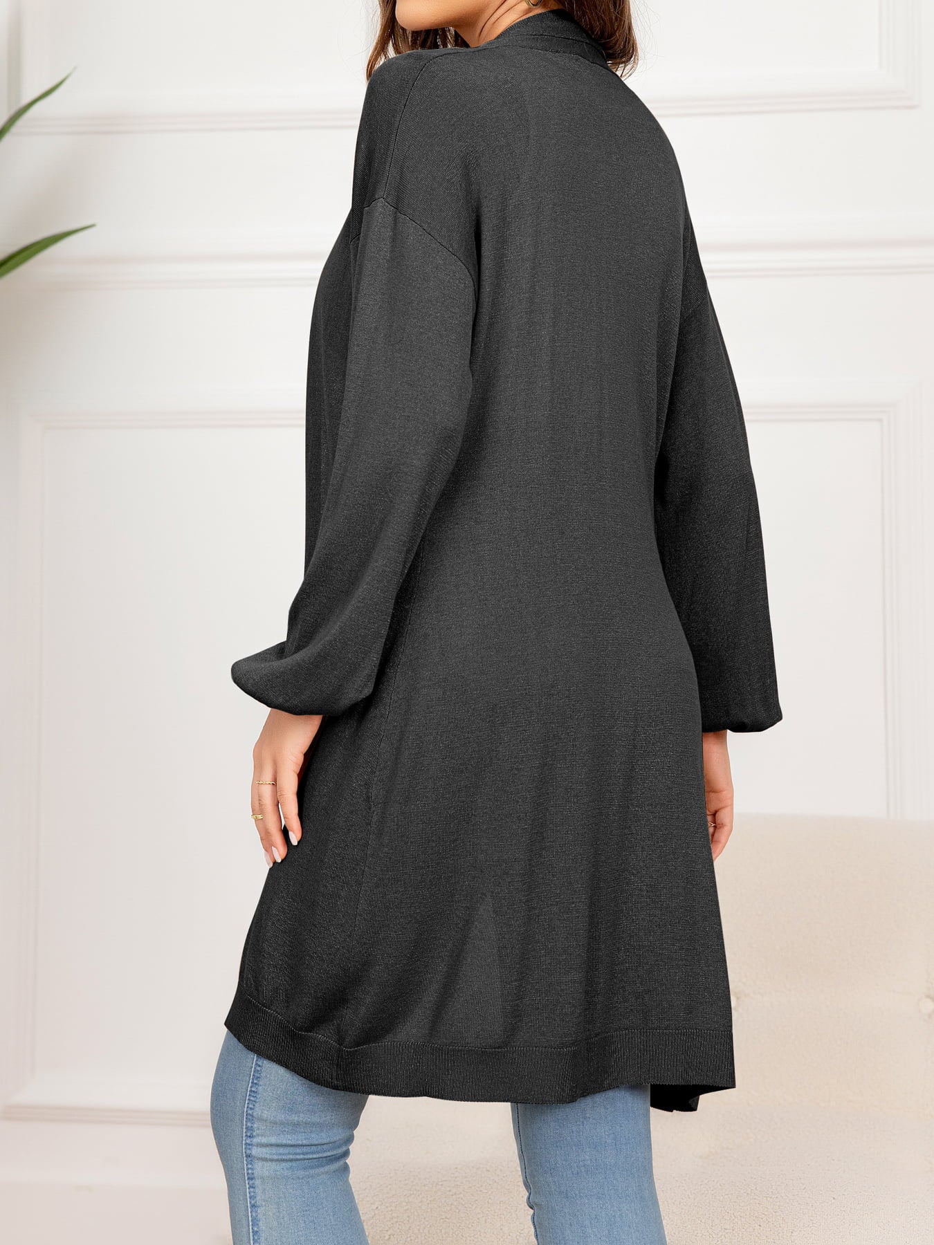 Dropped Shoulder Open Front Longline Cardigan king-general-store-5710.myshopify.com