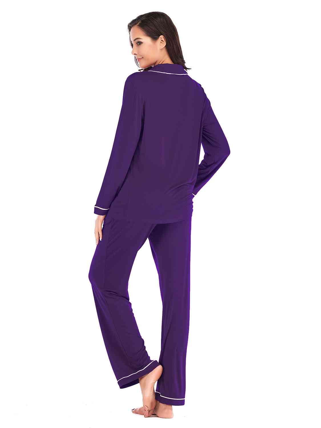 Collared Neck Long Sleeve Loungewear Set with Pockets king-general-store-5710.myshopify.com