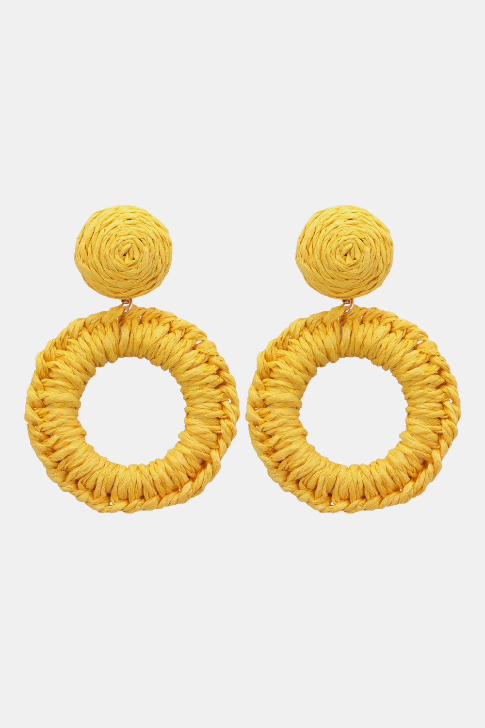 Round Shape Raffia Grass Dangle Earrings king-general-store-5710.myshopify.com