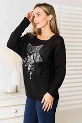 Double Take Sequin Graphic Dolman Sleeve Knit Top king-general-store-5710.myshopify.com