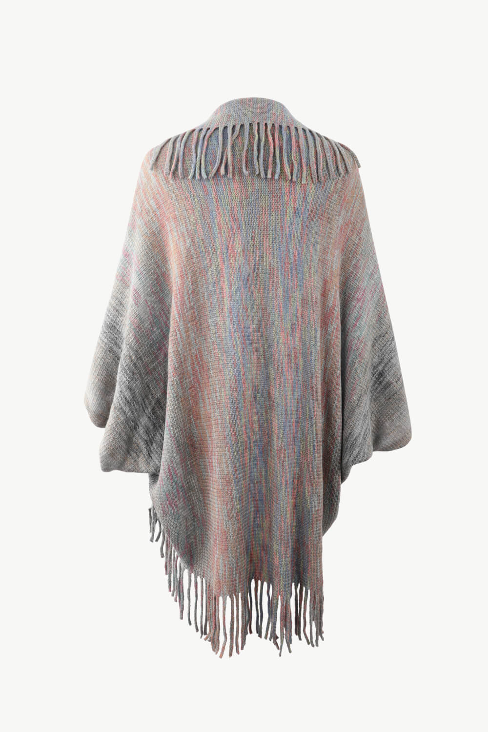 Multicolored Fringe Trim Poncho king-general-store-5710.myshopify.com