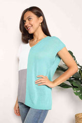 Double Take Color Block V-Neck Knit Top king-general-store-5710.myshopify.com