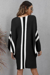 Ribbed Round Neck Long Sleeve Sweater Dress king-general-store-5710.myshopify.com