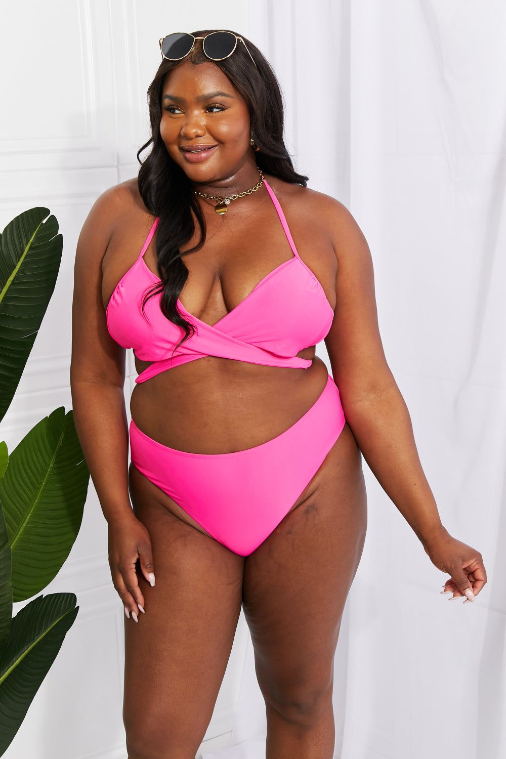 Marina West Swim Summer Splash Halter Bikini Set in Pink king-general-store-5710.myshopify.com