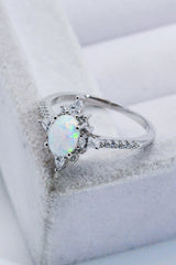 Platinum-Plated Opal and Zircon Ring king-general-store-5710.myshopify.com