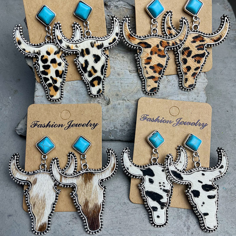 Bull Shape Turquoise Dangle Earrings king-general-store-5710.myshopify.com