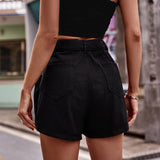 Belted Denim Shorts with Pockets king-general-store-5710.myshopify.com