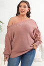 Plus Size One Shoulder Beaded Sweater king-general-store-5710.myshopify.com